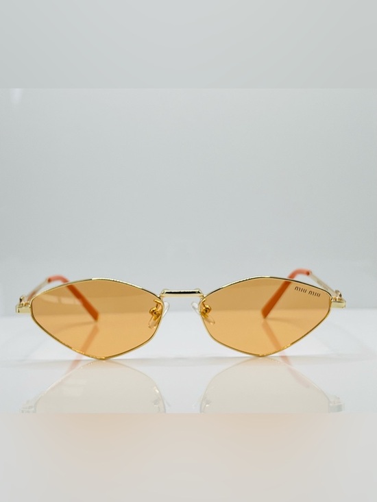 Miu Miu Accessories - MIU MIU Gold Geometric Honey Tint Sunglasses - Full Set